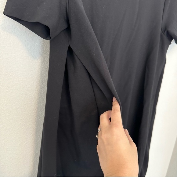 COS Asymmetrical Hem High Low Dress Solid Black Side Pleated Size M Women’s - Picture 6 of 10